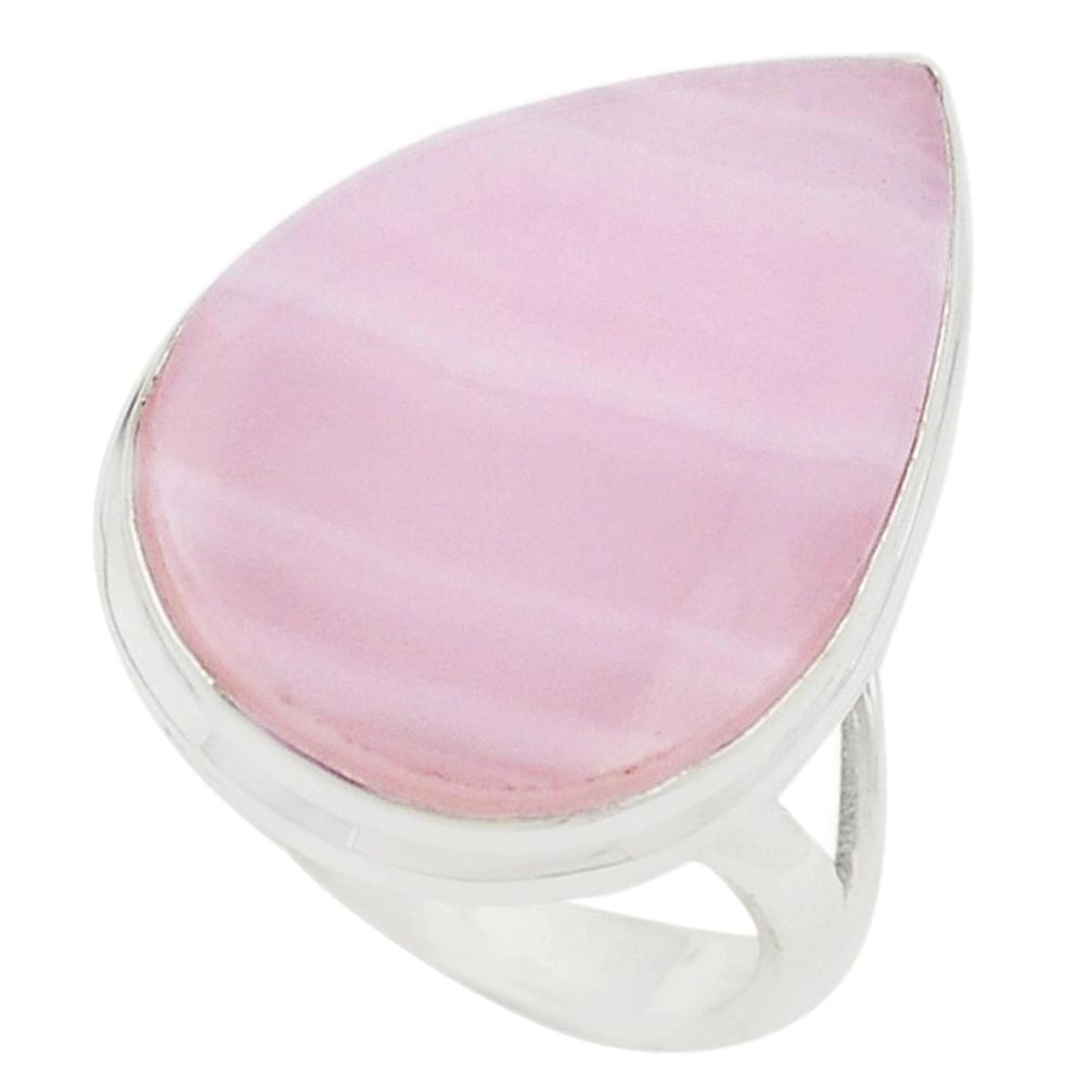Natural pink lace agate 925 sterling silver ring jewelry size 7 m22568
