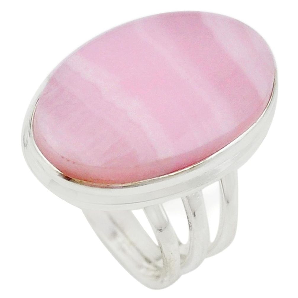 Natural pink lace agate 925 sterling silver ring jewelry size 7 m22578