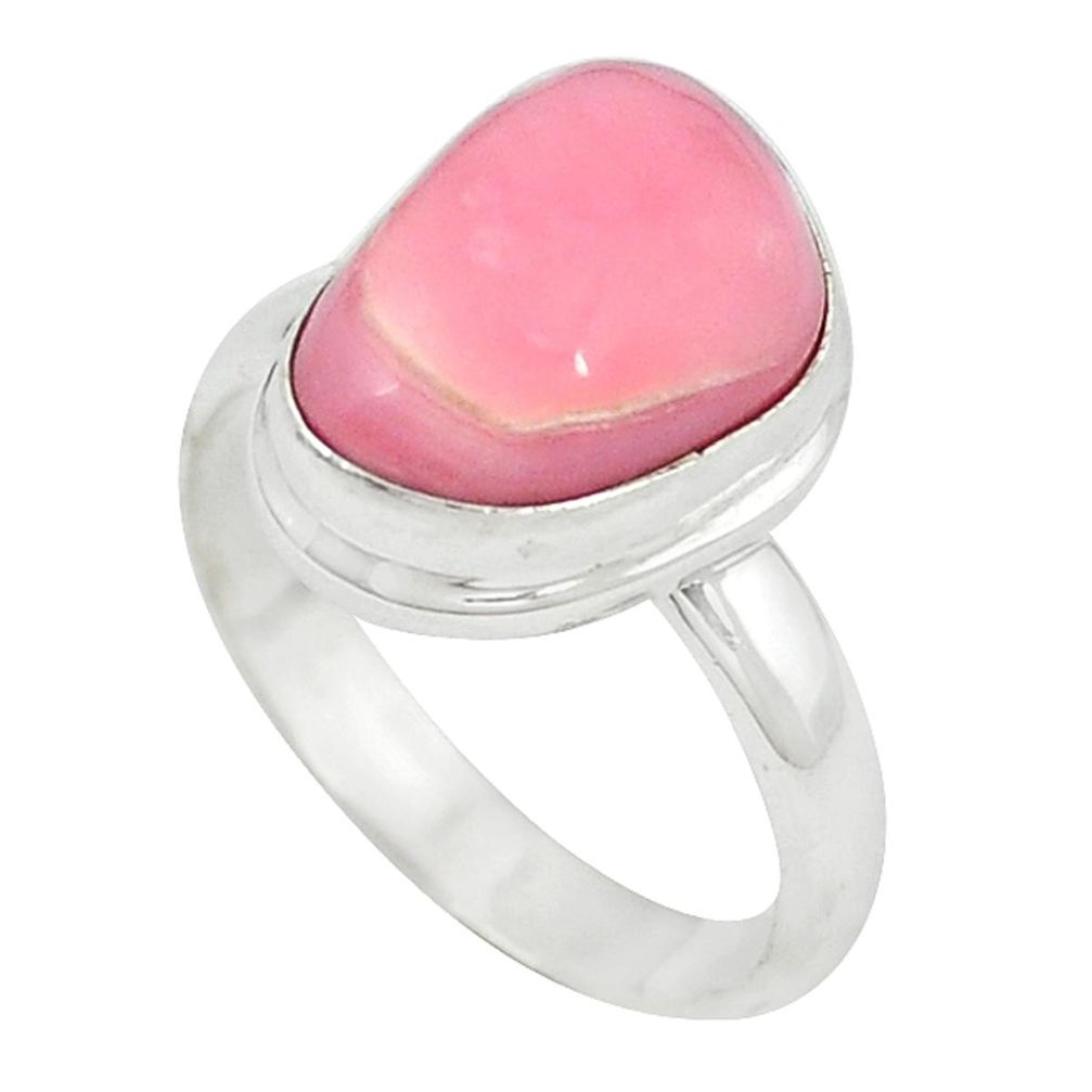 Natural pink opal 925 sterling silver ring jewelry size 7 m2379