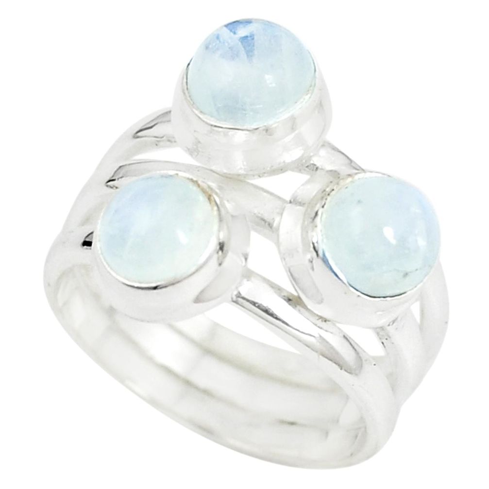 925 sterling silver natural rainbow moonstone ring jewelry size 6.5 m23913