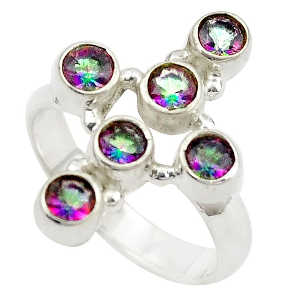 Multi color rainbow topaz 925 sterling silver ring jewelry size 8 m24037