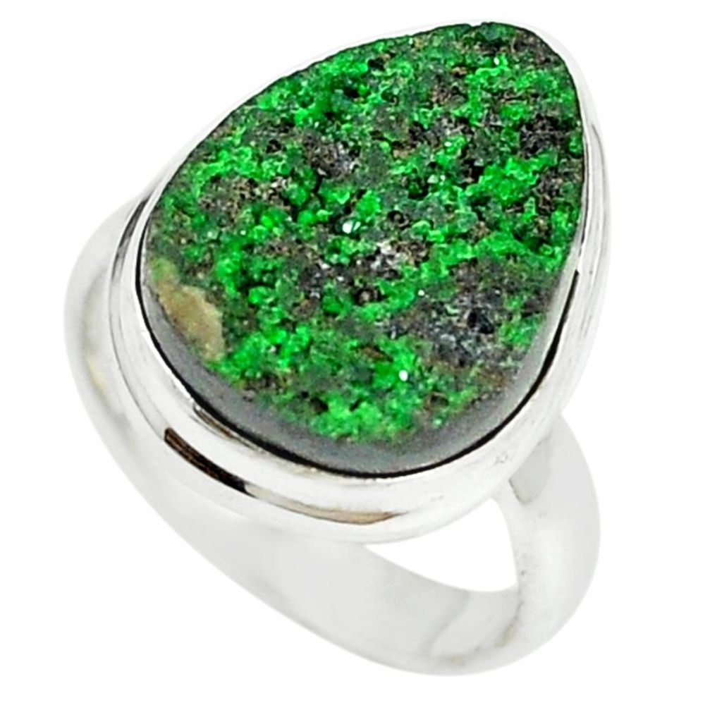Natural green uvarovite garnet 925 sterling silver ring size 6 m2408