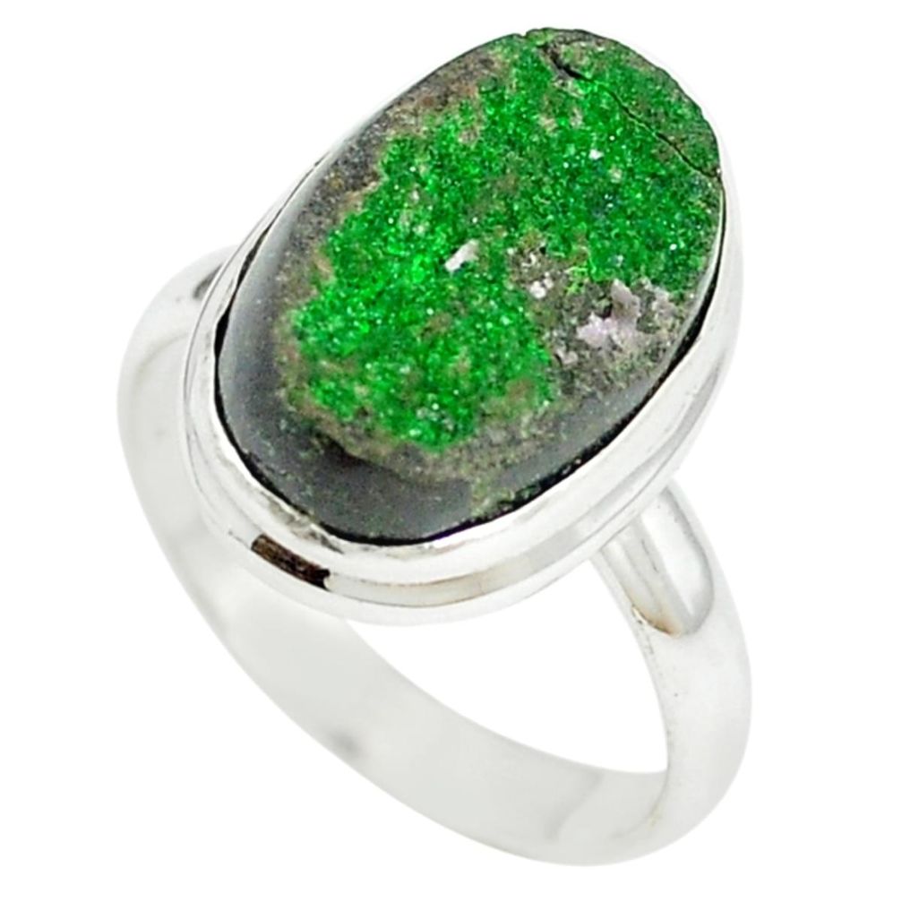 Natural green uvarovite garnet 925 sterling silver ring size 9 m2414