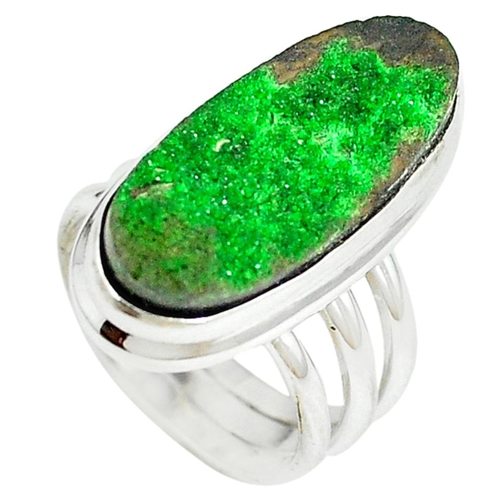 Clearance Sale-Natural green uvarovite garnet 925 sterling silver ring size 5 m2419