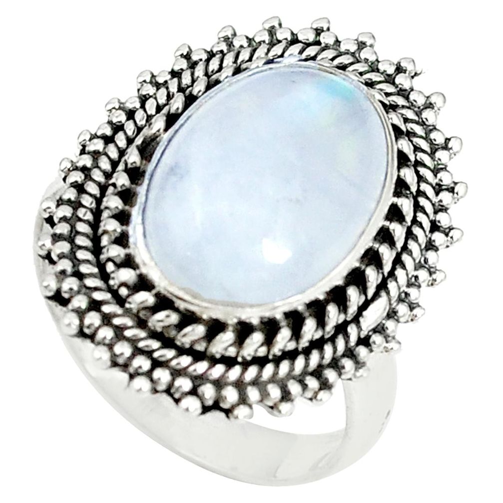 Natural rainbow moonstone 925 sterling silver ring jewelry size 7.5 m24255