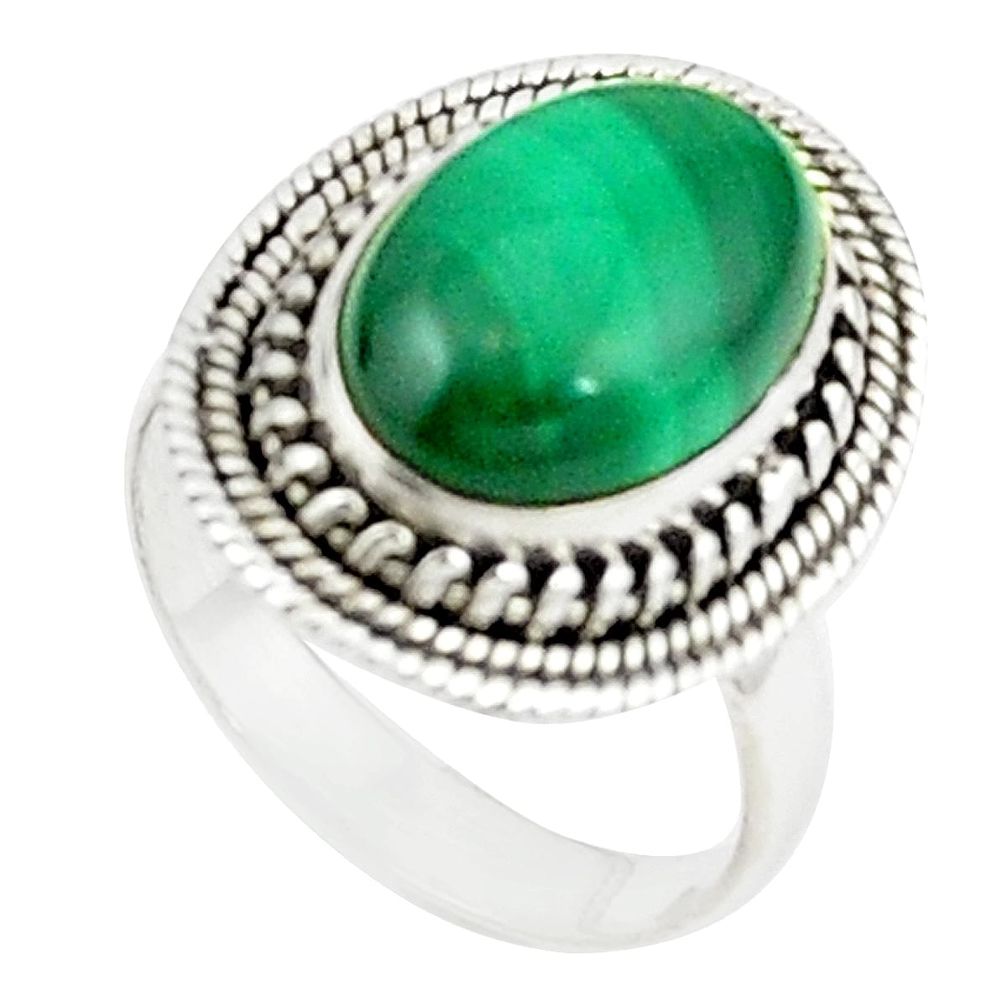 925 sterling silver natural green malachite (pilot's stone) ring size 8 m25160