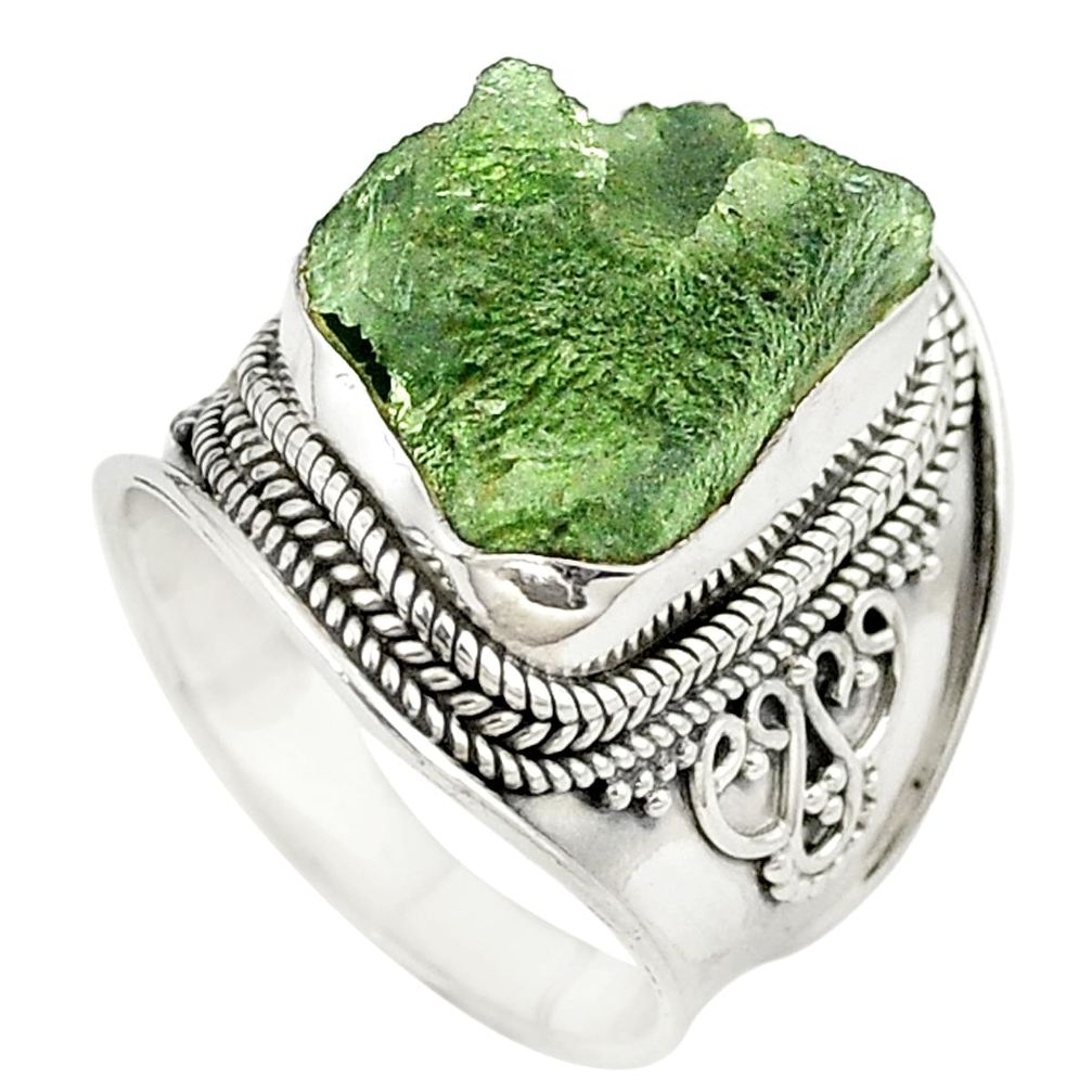 925 silver natural green moldavite (genuine czech) ring jewelry size 8 m26071