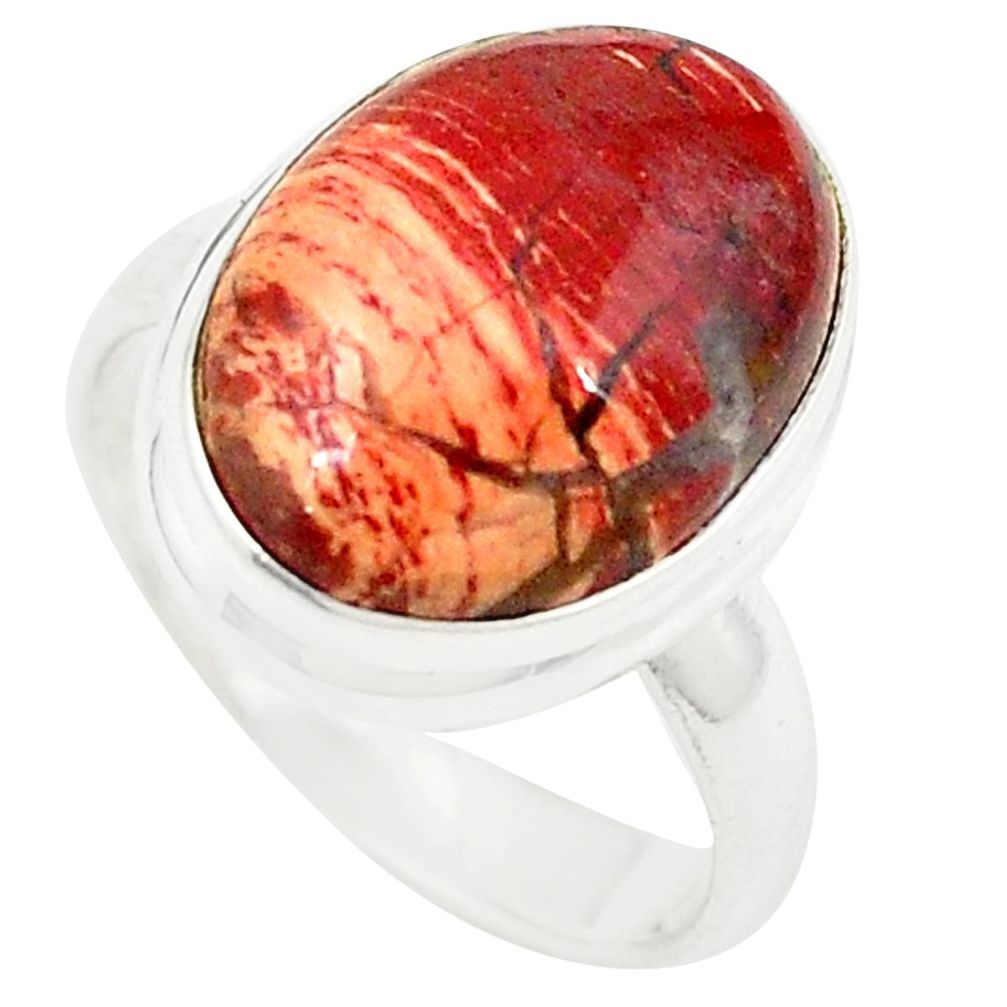 Natural red snakeskin jasper 925 sterling silver ring jewelry size 7 m26139