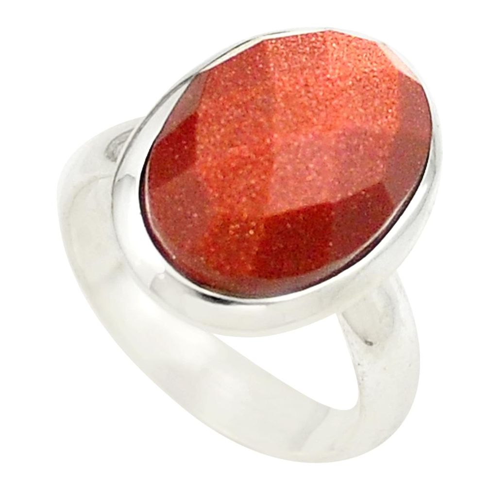 Natural brown goldstone 925 sterling silver ring jewelry size 5 m26375