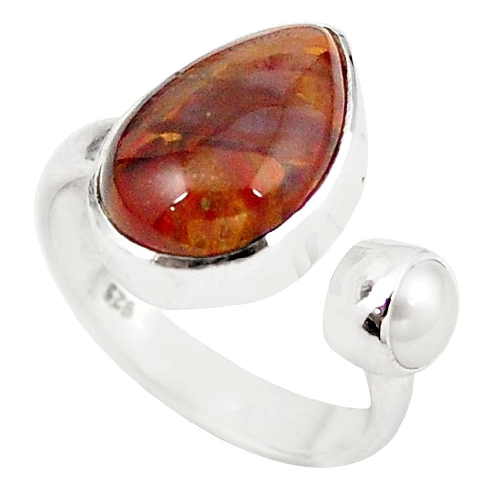 Natural brown pietersite (african) 925 silver adjustable ring size 6 m26406