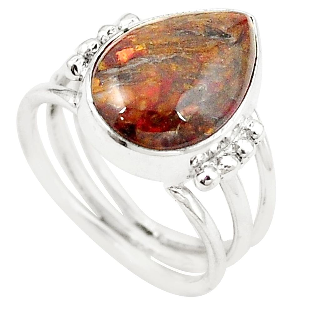 Natural brown pietersite (african) 925 sterling silver ring size 6 m26420