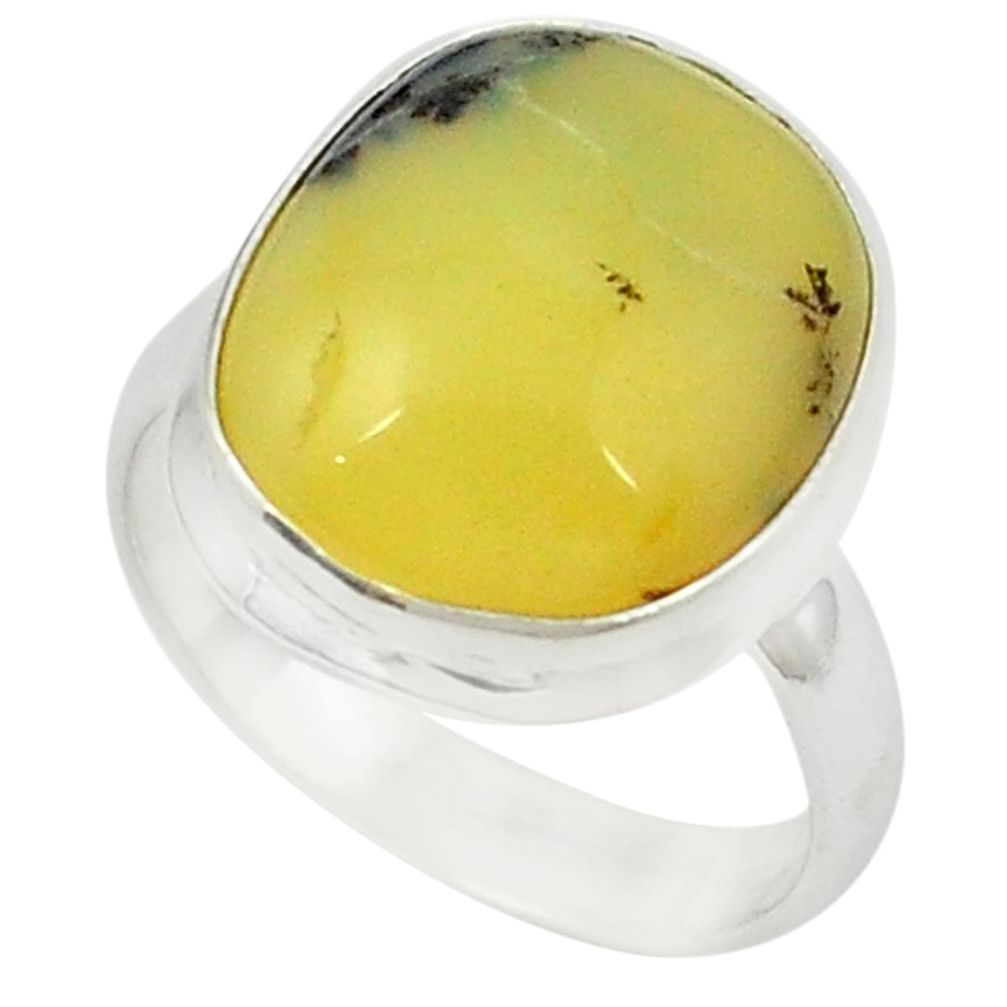 Natural yellow opal fancy 925 sterling silver ring jewelry size 7.5 m26638