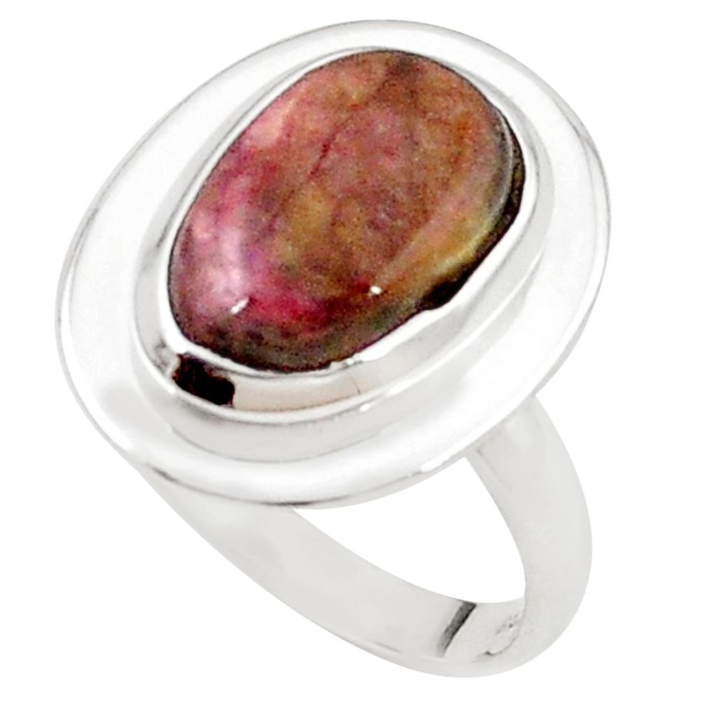 Natural pink bio tourmaline 925 sterling silver ring jewelry size 8.5 m26653