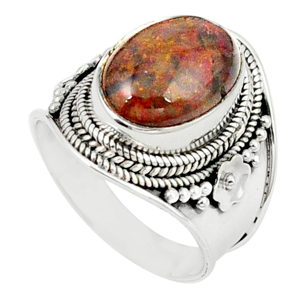 Natural brown pietersite (african) 925 sterling silver ring size 8 m26683