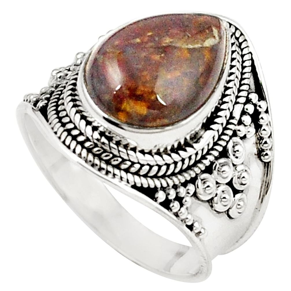 Natural brown pietersite (african) 925 sterling silver ring size 8.5 m26697