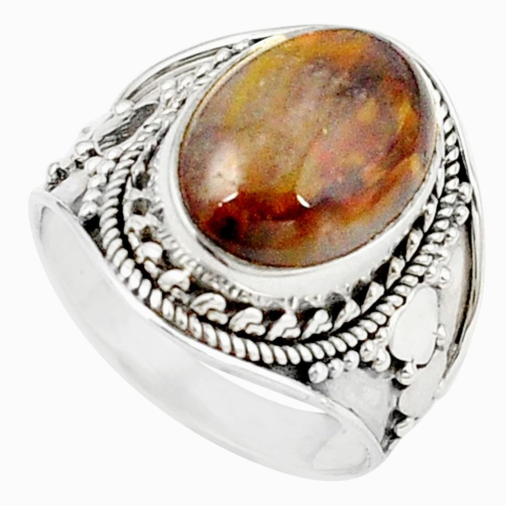 Natural brown pietersite (african) 925 sterling silver ring size 7.5 m26706