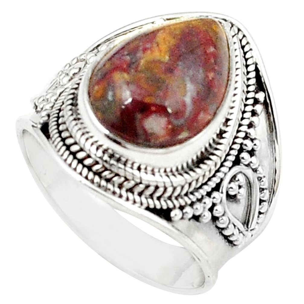 Natural brown pietersite (african) 925 sterling silver ring size 8 m26713