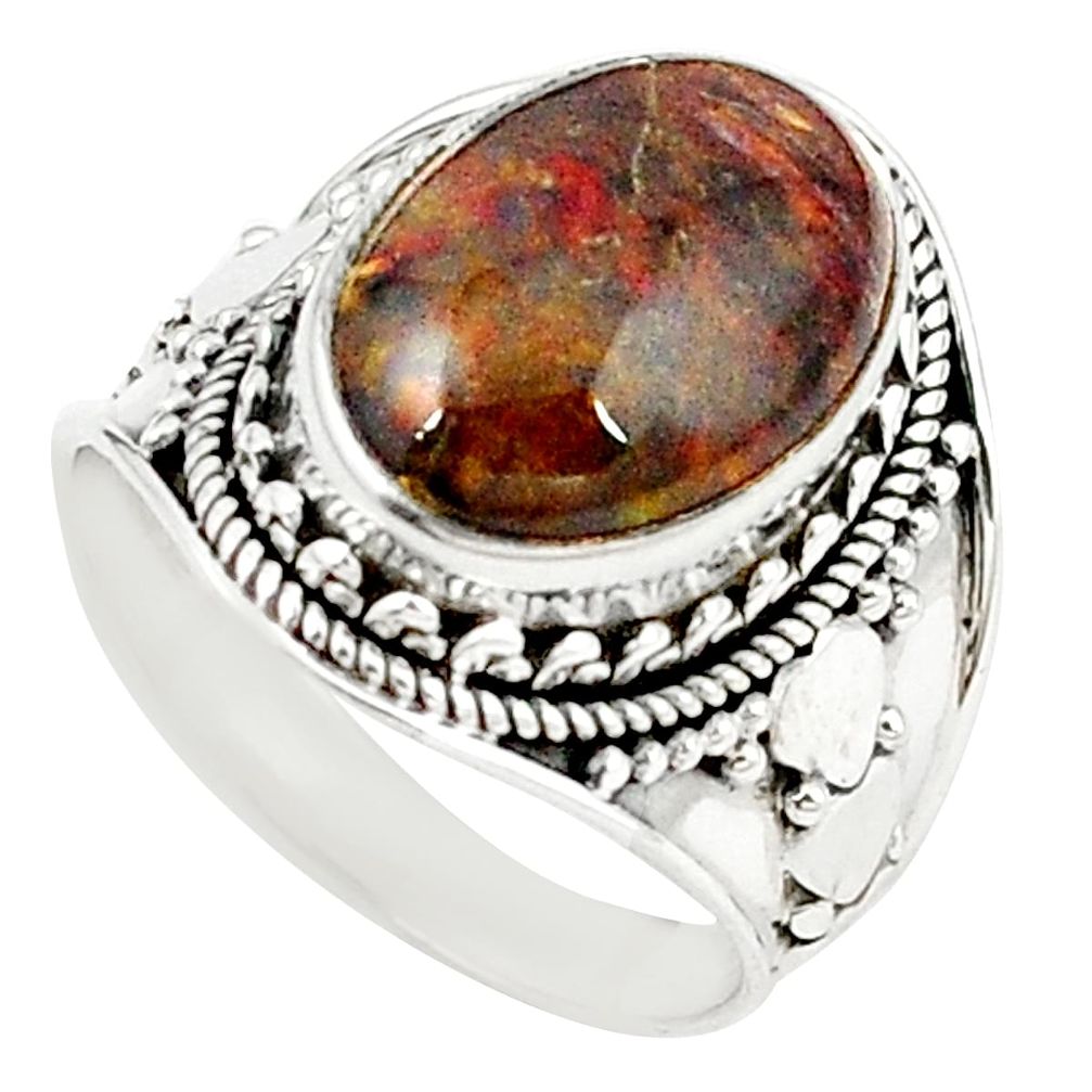 Natural brown pietersite (african) 925 sterling silver ring size 7.5 m26715