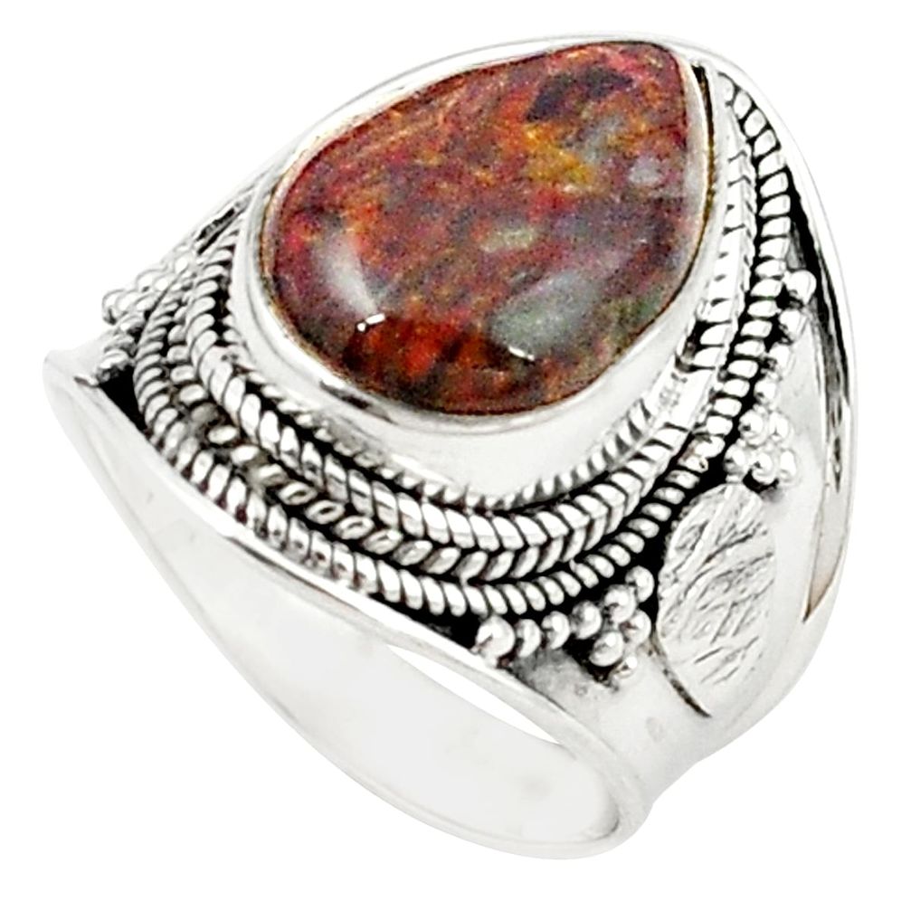 Natural brown pietersite (african) 925 sterling silver ring size 6.5 m26718