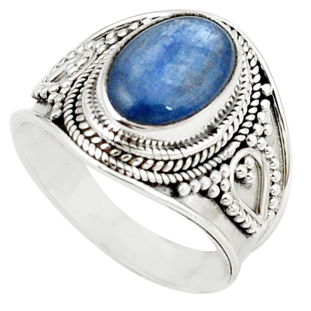 Natural blue kyanite oval 925 sterling silver ring jewelry size 8 m26758