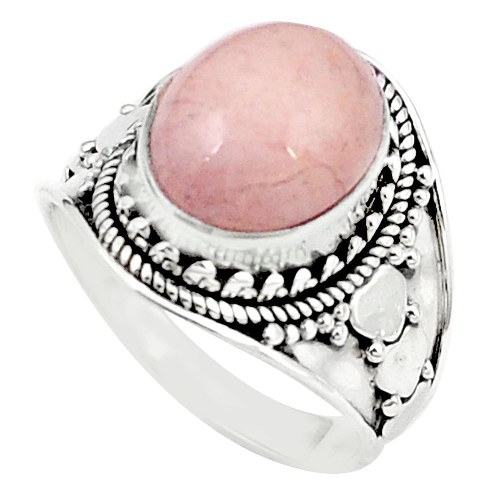 925 sterling silver natural pink morganite oval ring jewelry size 7.5 m26784
