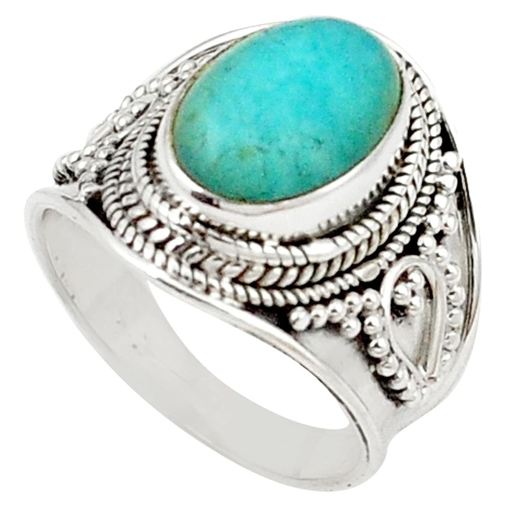 925 sterling silver natural green peruvian amazonite ring size 6.5 m26814