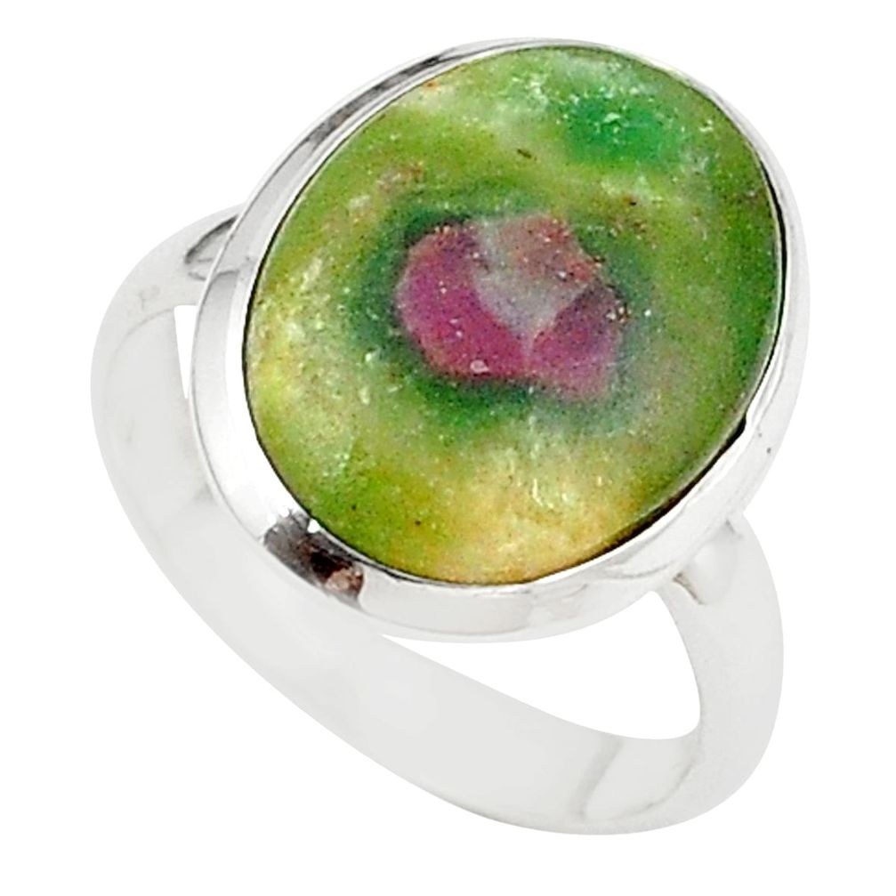 925 sterling silver natural pink ruby in fuchsite ring jewelry size 7.5 m26898