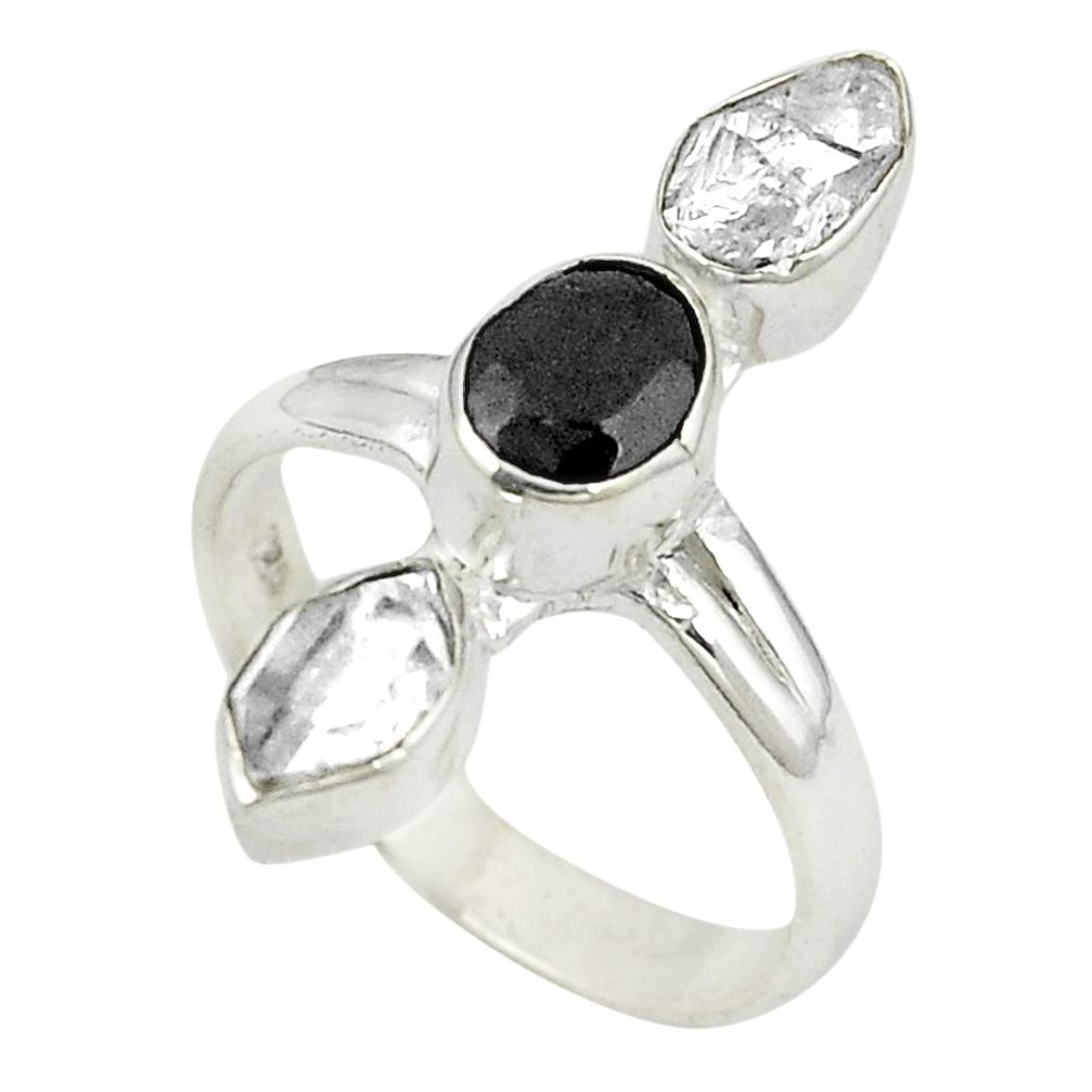 Natural white herkimer diamond onyx 925 silver ring jewelry size 6.5 m27027