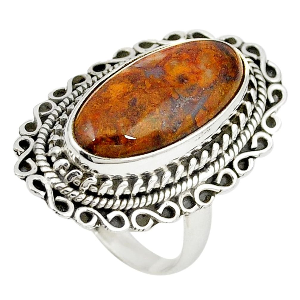 Natural brown vaquilla agate 925 sterling silver ring jewelry size 7 m27129