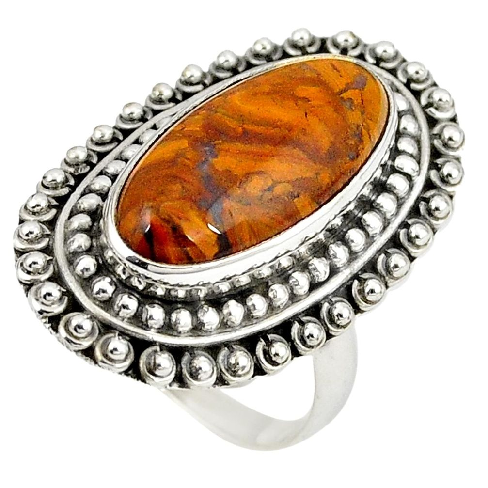 Natural brown vaquilla agate 925 sterling silver ring jewelry size 8 m27130