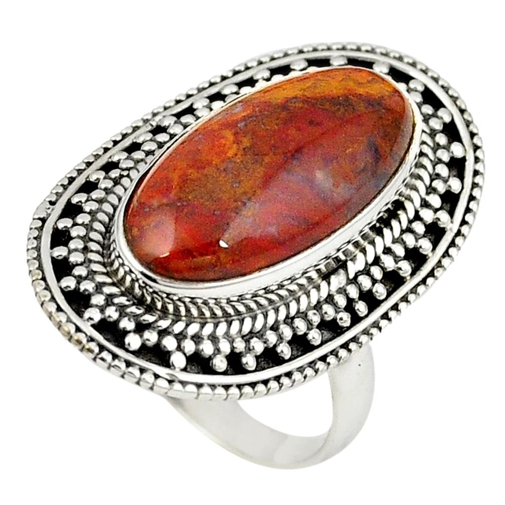 Natural brown vaquilla agate 925 sterling silver ring jewelry size 7 m27131