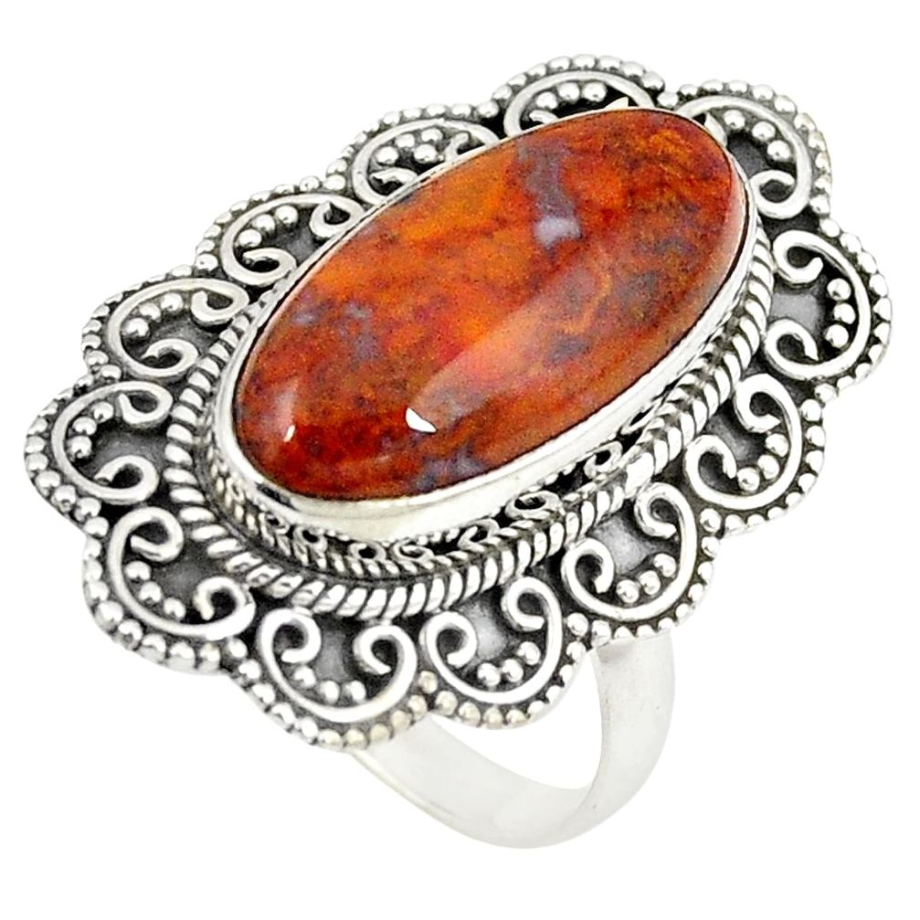 Natural brown vaquilla agate 925 sterling silver ring size 8.5 m27132