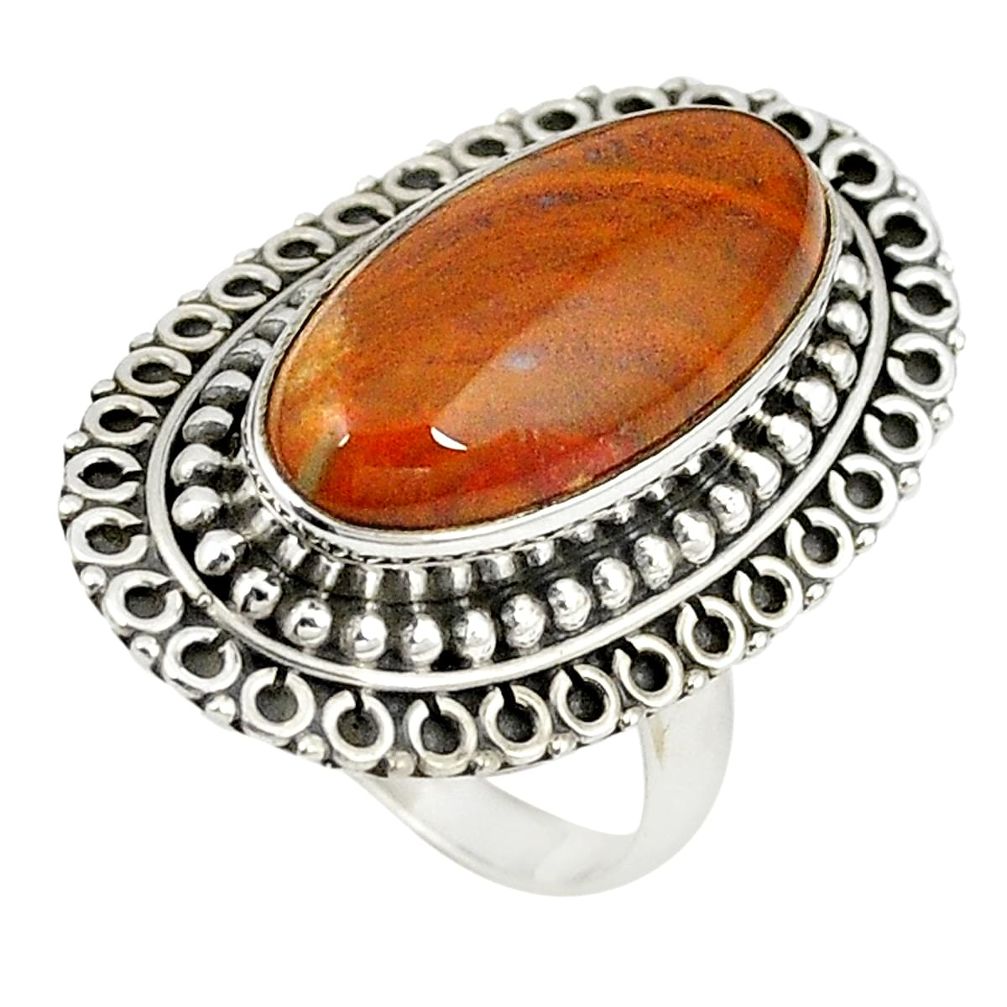 Natural brown vaquilla agate 925 sterling silver ring jewelry size 7 m27137