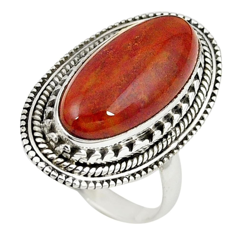 925 sterling silver natural brown vaquilla agate ring jewelry size 7.5 m27138