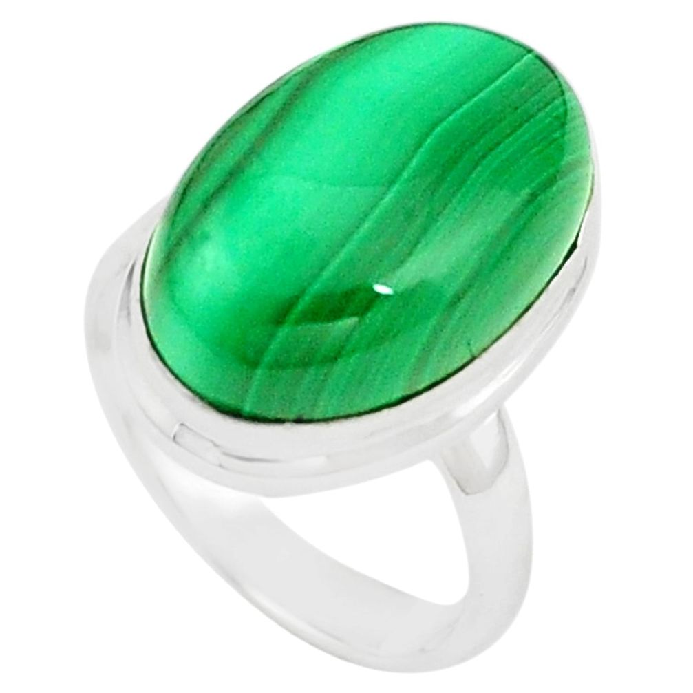 Natural green malachite (pilot's stone) 925 silver ring jewelry size 5 m27688