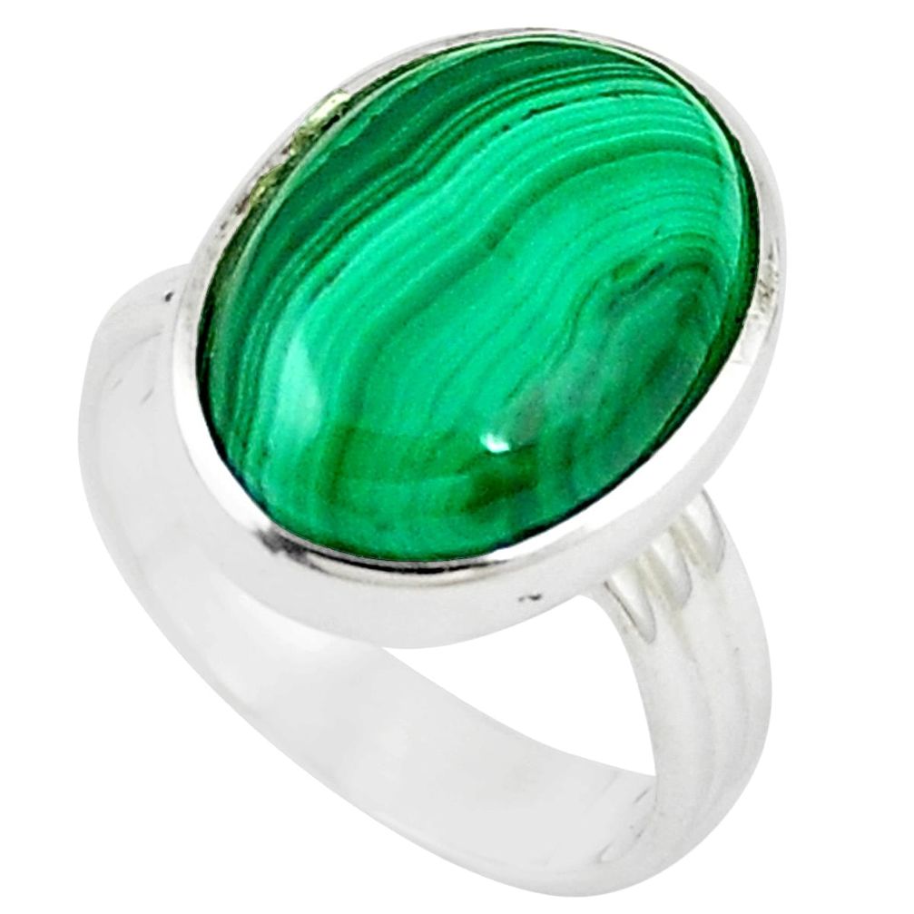 Natural green malachite (pilot's stone) 925 silver ring jewelry size 7.5 m27713