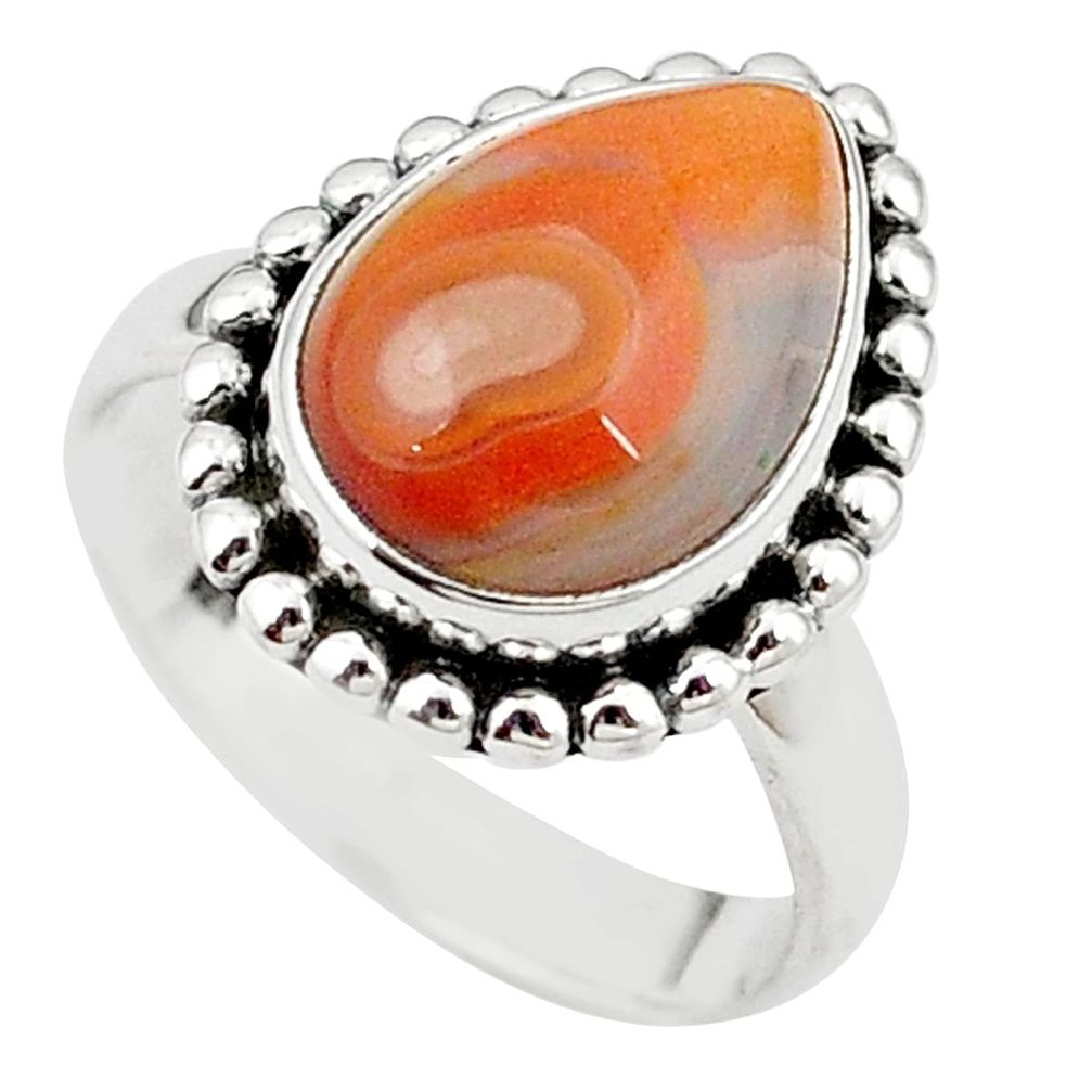 925 silver natural mexican laguna lace agate ring size 7.5 m28549