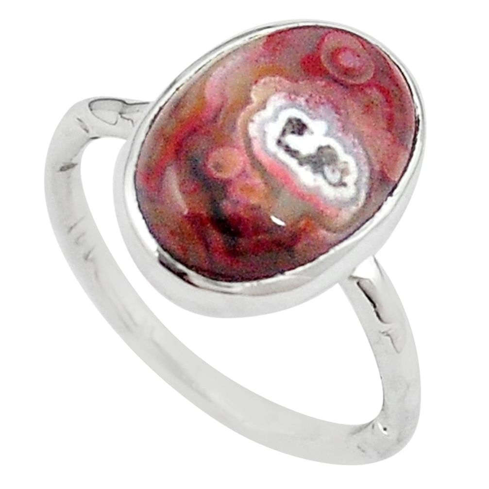 Natural mexican laguna lace agate 925 silver ring size 7 m28557
