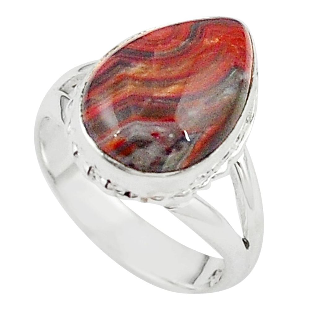 925 silver natural mexican laguna lace agate ring size 5 m28558