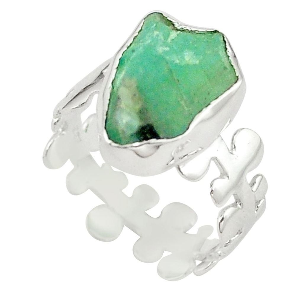 Natural blue amazonite rough 925 sterling silver ring jewelry size 8 m28687