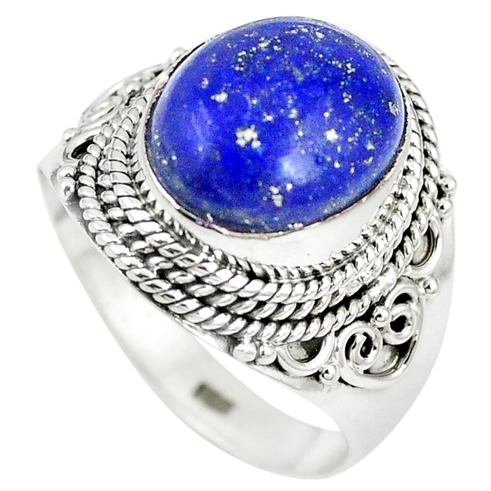 Natural blue lapis lazuli 925 sterling silver ring jewelry size 8.5 m29150