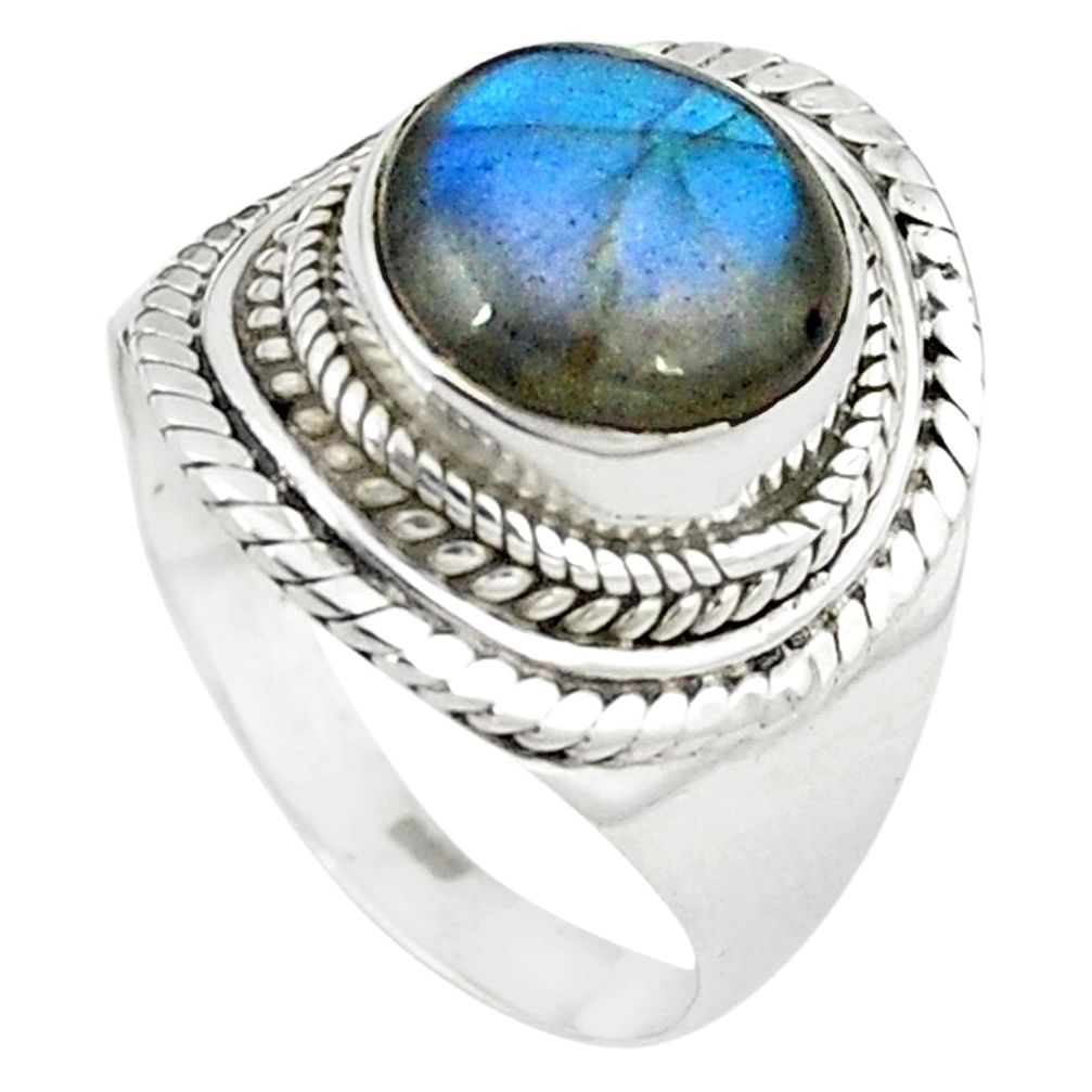 Natural blue labradorite 925 sterling silver ring jewelry size 8 m29381