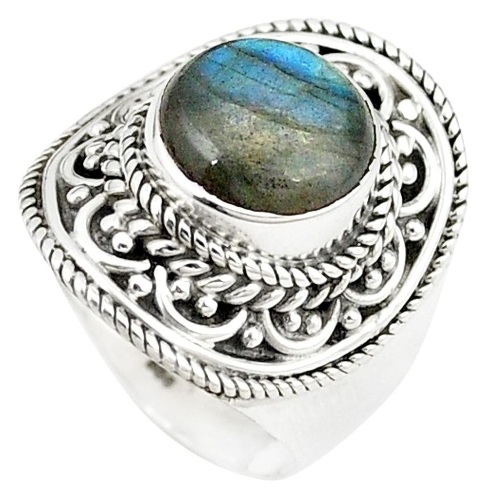 925 sterling silver natural blue labradorite ring jewelry size 7.5 m29385