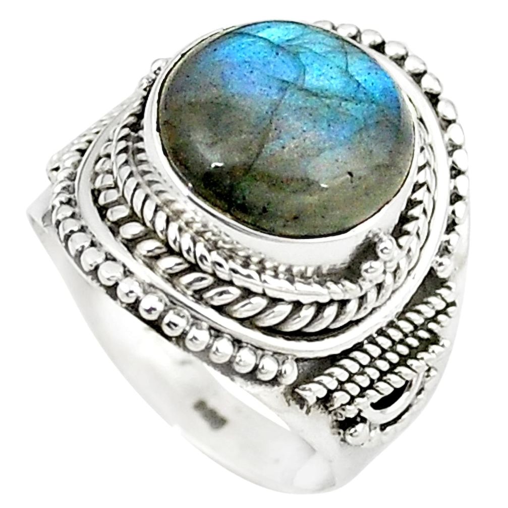 Natural blue labradorite 925 sterling silver ring jewelry size 7 m29391