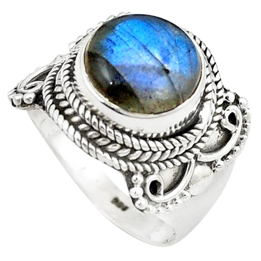 Natural blue labradorite 925 sterling silver ring jewelry size 8 m29392