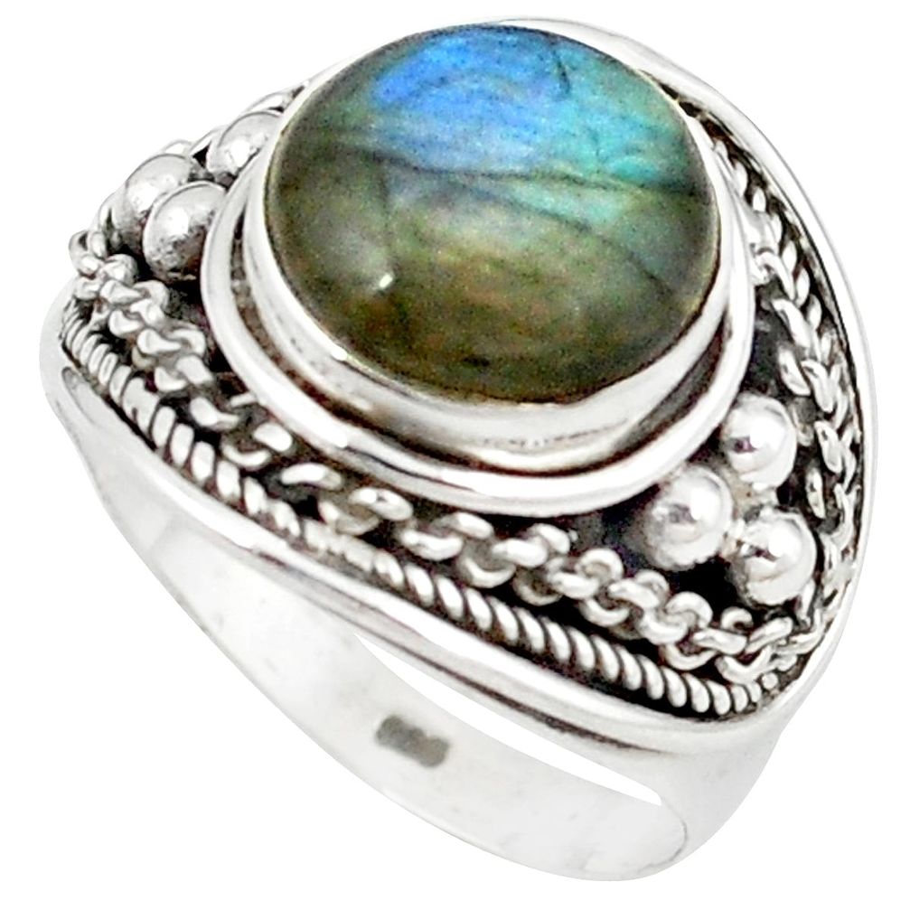 Natural blue labradorite 925 sterling silver ring jewelry size 8.5 m29396