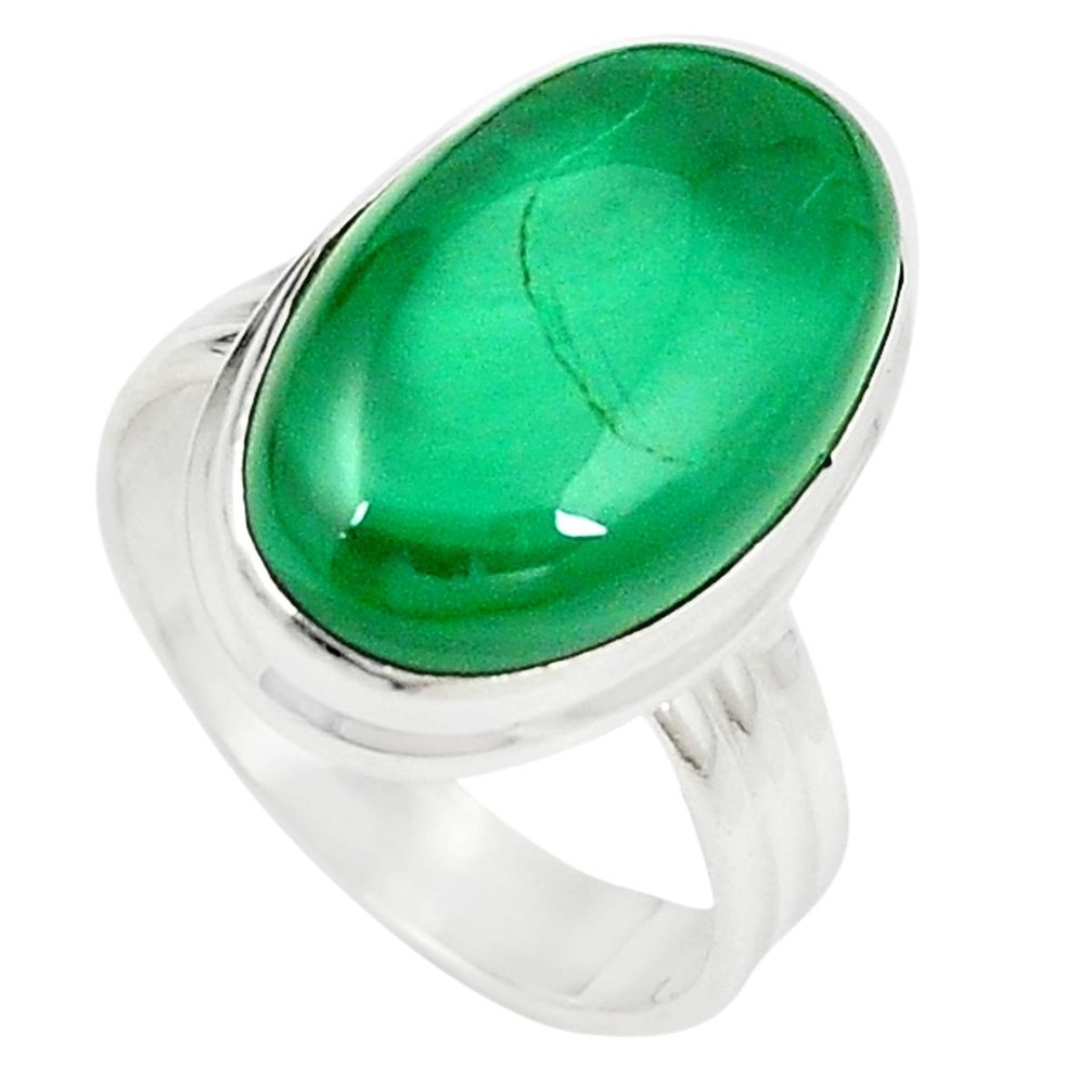 Natural green malachite (pilot's stone) 925 silver ring jewelry size 7.5 m29845