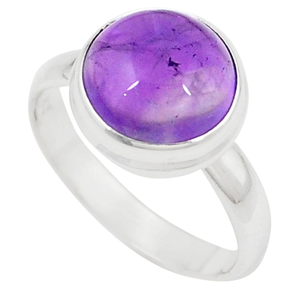 925 sterling silver natural purple amethyst round ring jewelry size 8 m29891