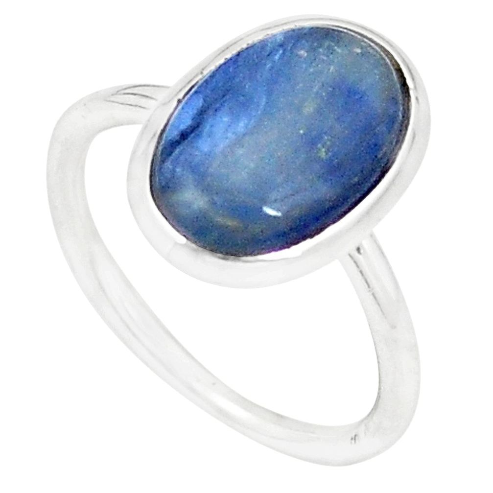 Natural blue kyanite oval 925 sterling silver ring jewelry size 5 m30234