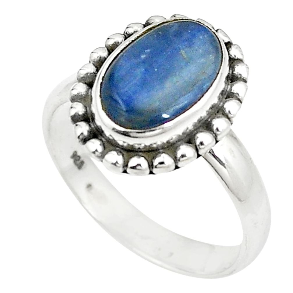 925 sterling silver natural blue kyanite oval ring jewelry size 8 m30240